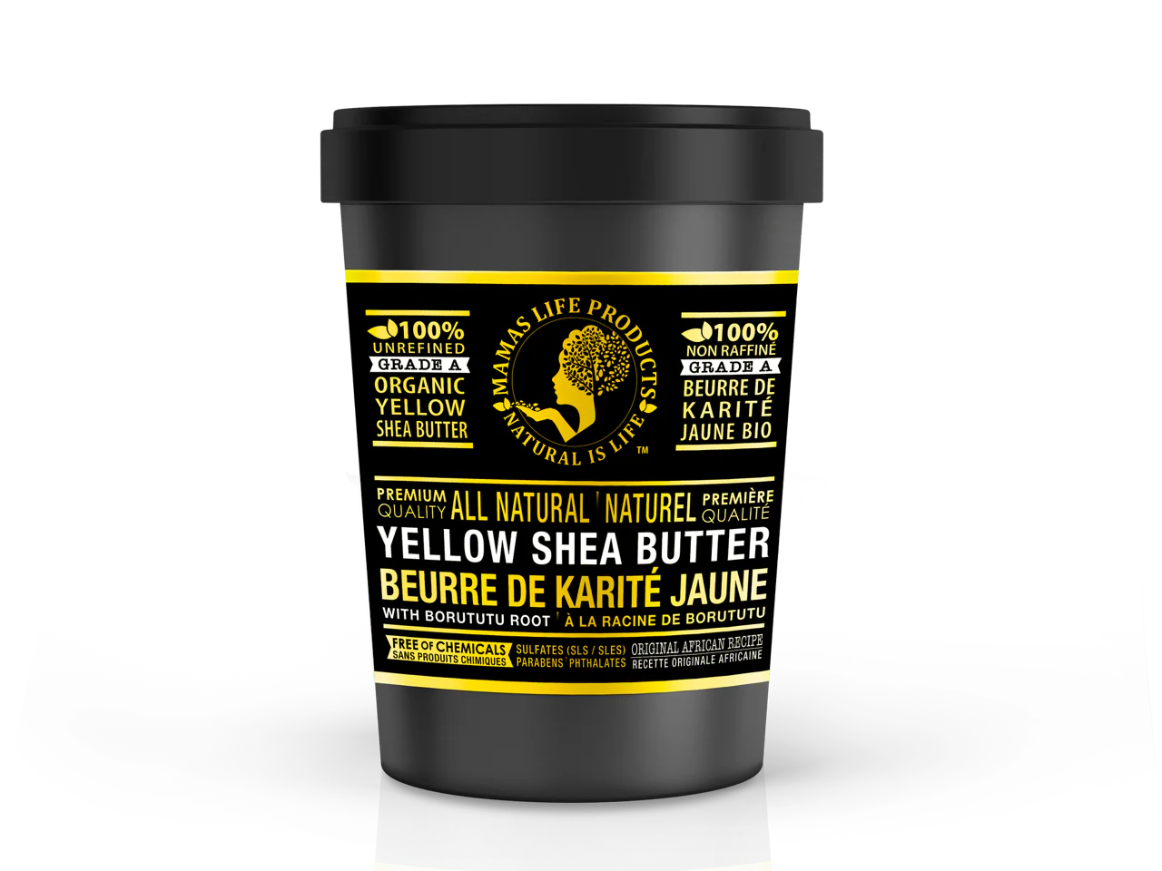 Mamas Life Products - 100% Raw Shea Butter - Yellow, 177 mL