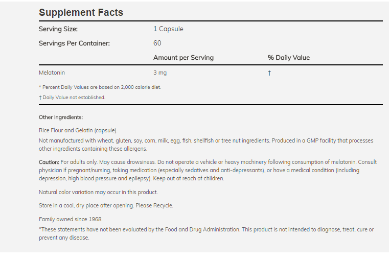 NOW - Melatonin, 180 capsules - Image 2