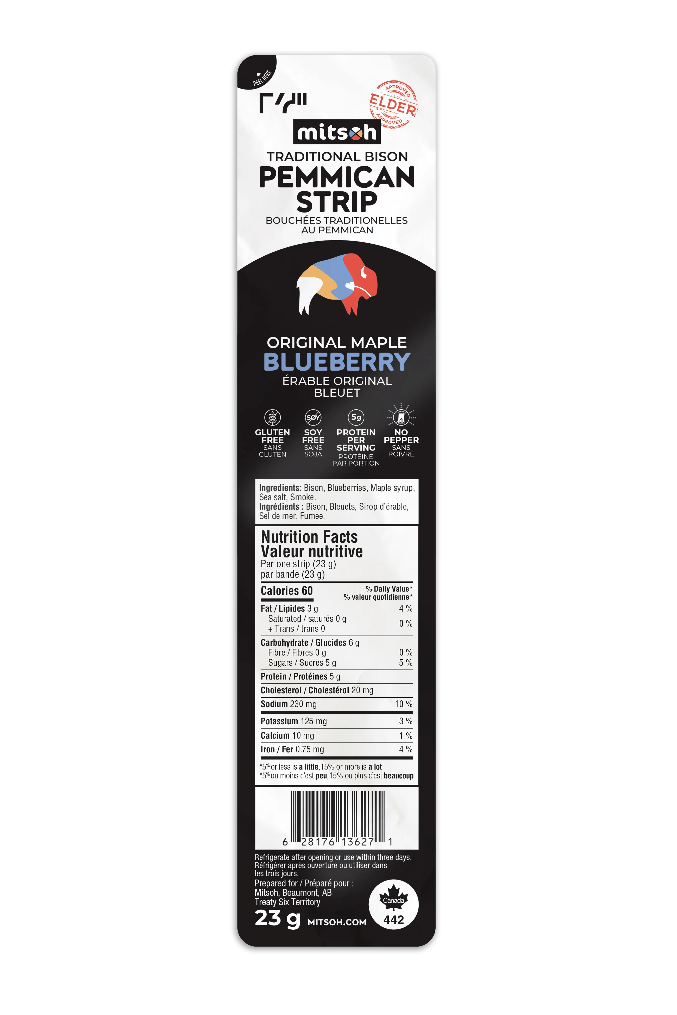 Mitsoh - Original Maple Blueberry Pemmican Strip, 23 g