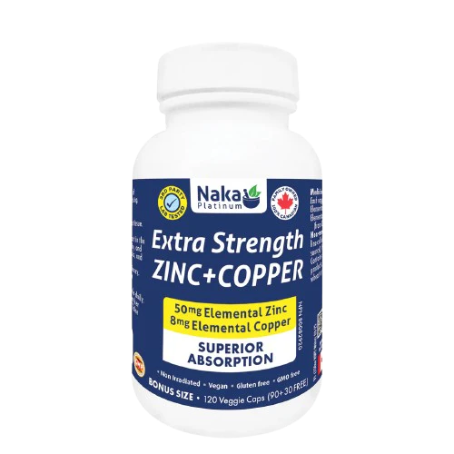 Naka Platinum - Zinc 50 mg + Copper 8 mg, 120 Vcaps