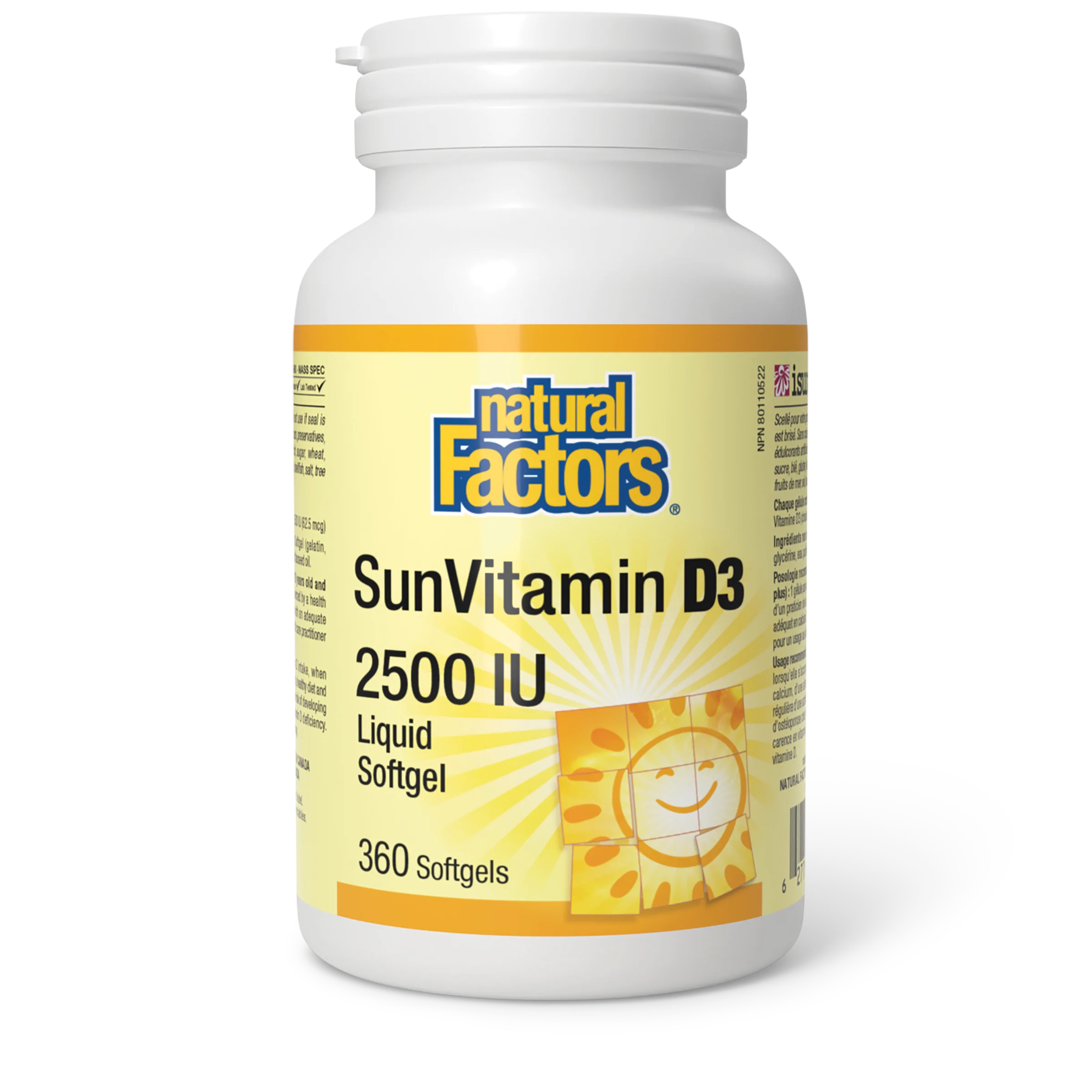 Natural Factors - Vitamin D 2500IU, 360 SG