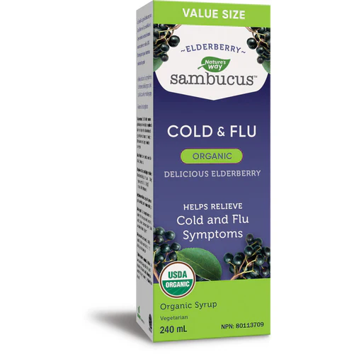 Nature's Way - Organic Sambucus Cold and Flu Care Syrup, 240 mL