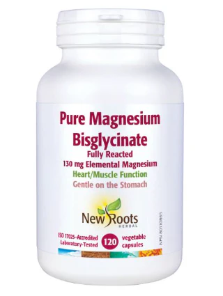 New Roots Herbal - Pure Magnesium Bisglycinate 130 mg, 120 Capsules