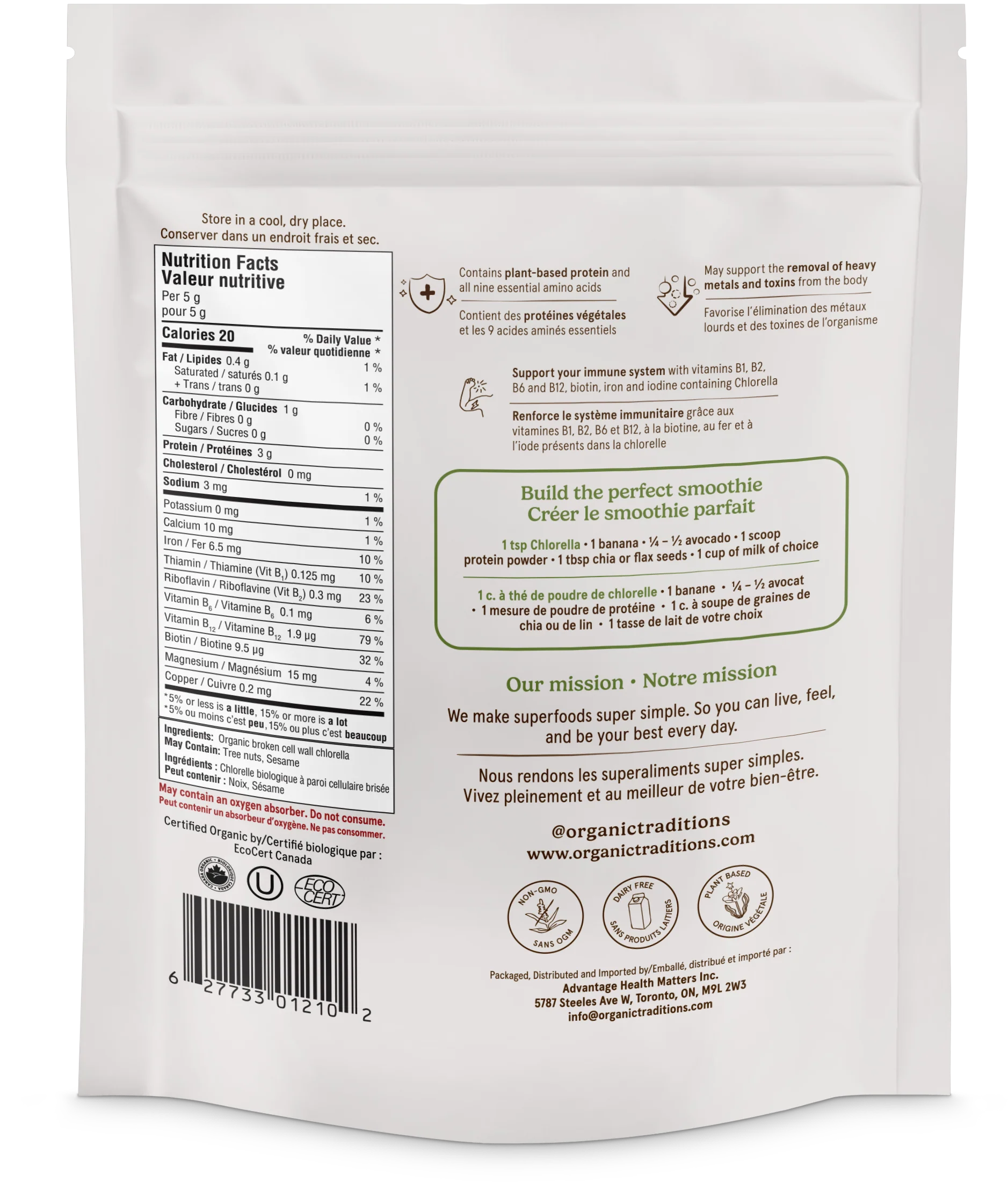 Organic Traditions - Chlorella Powder - 150 g - Image 2