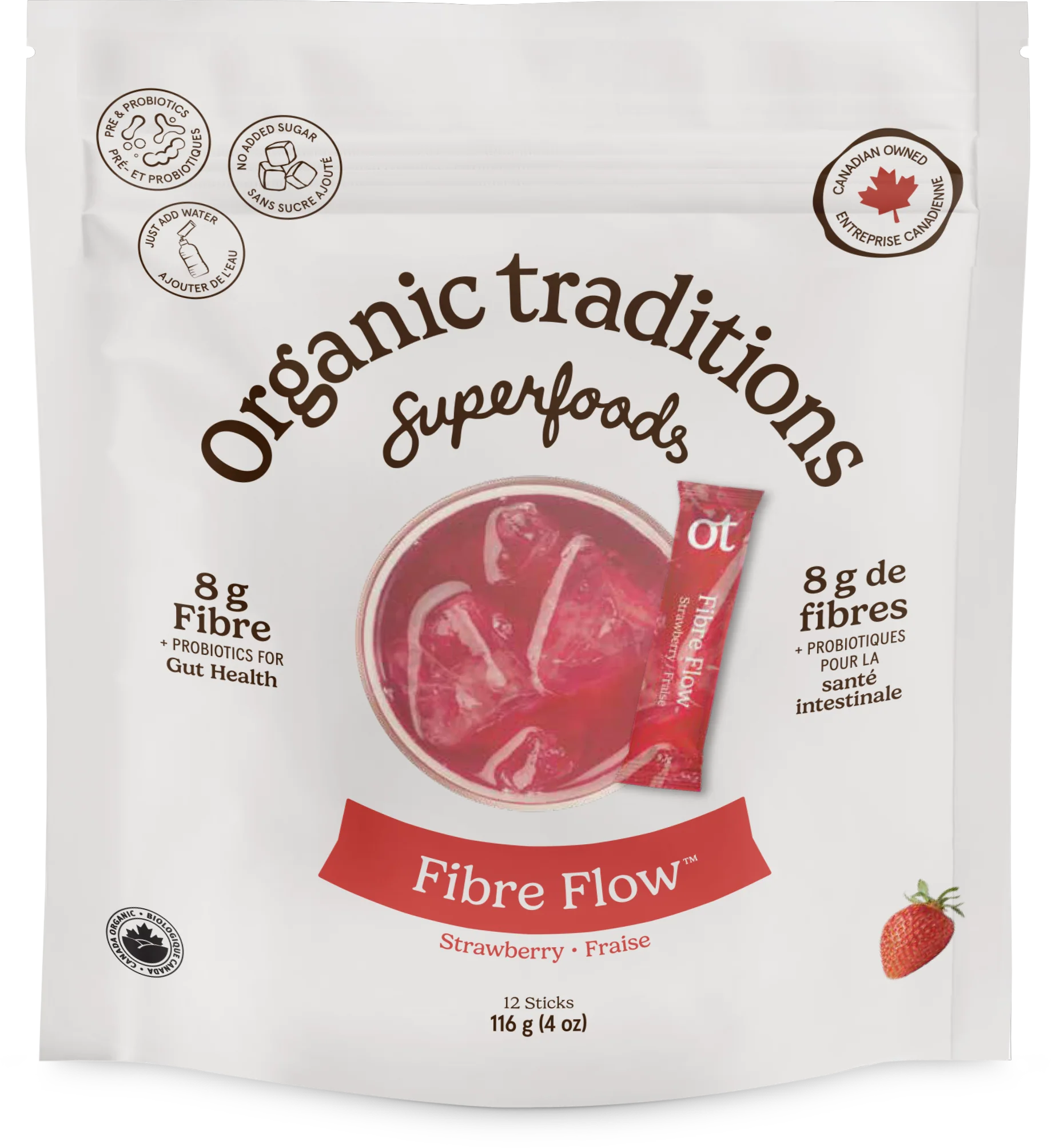 Organic Traditions - Fibre Flow - Strawberry, 116 g
