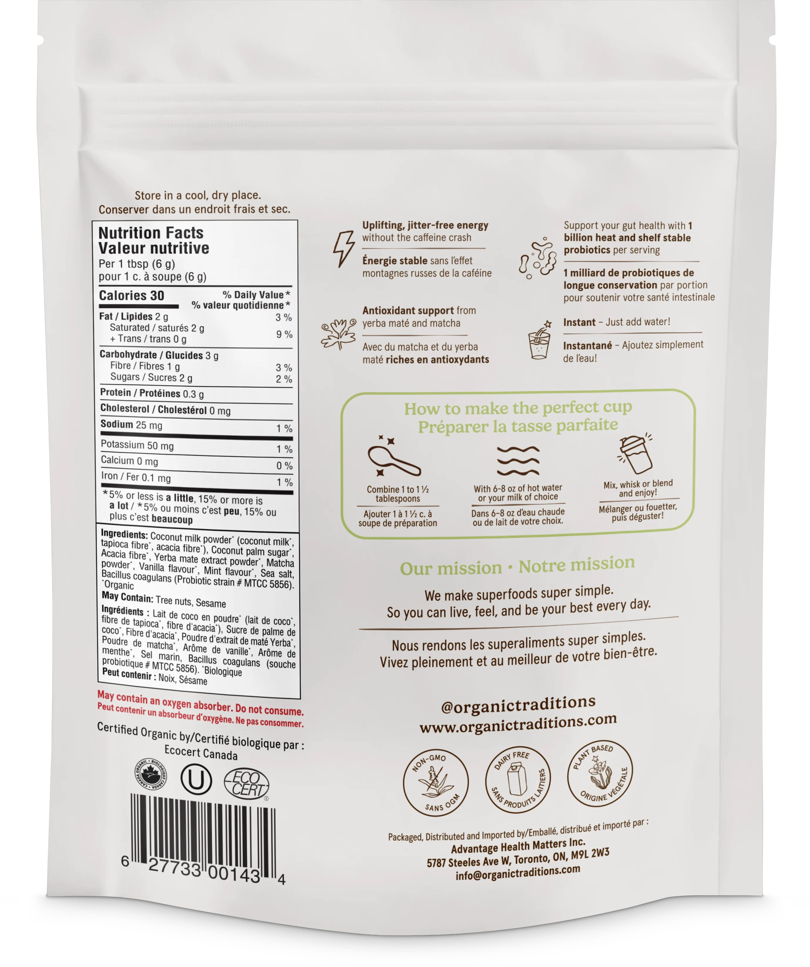 Organic Traditions - Latte - Yerba Mate Mint, 150 g - Image 2