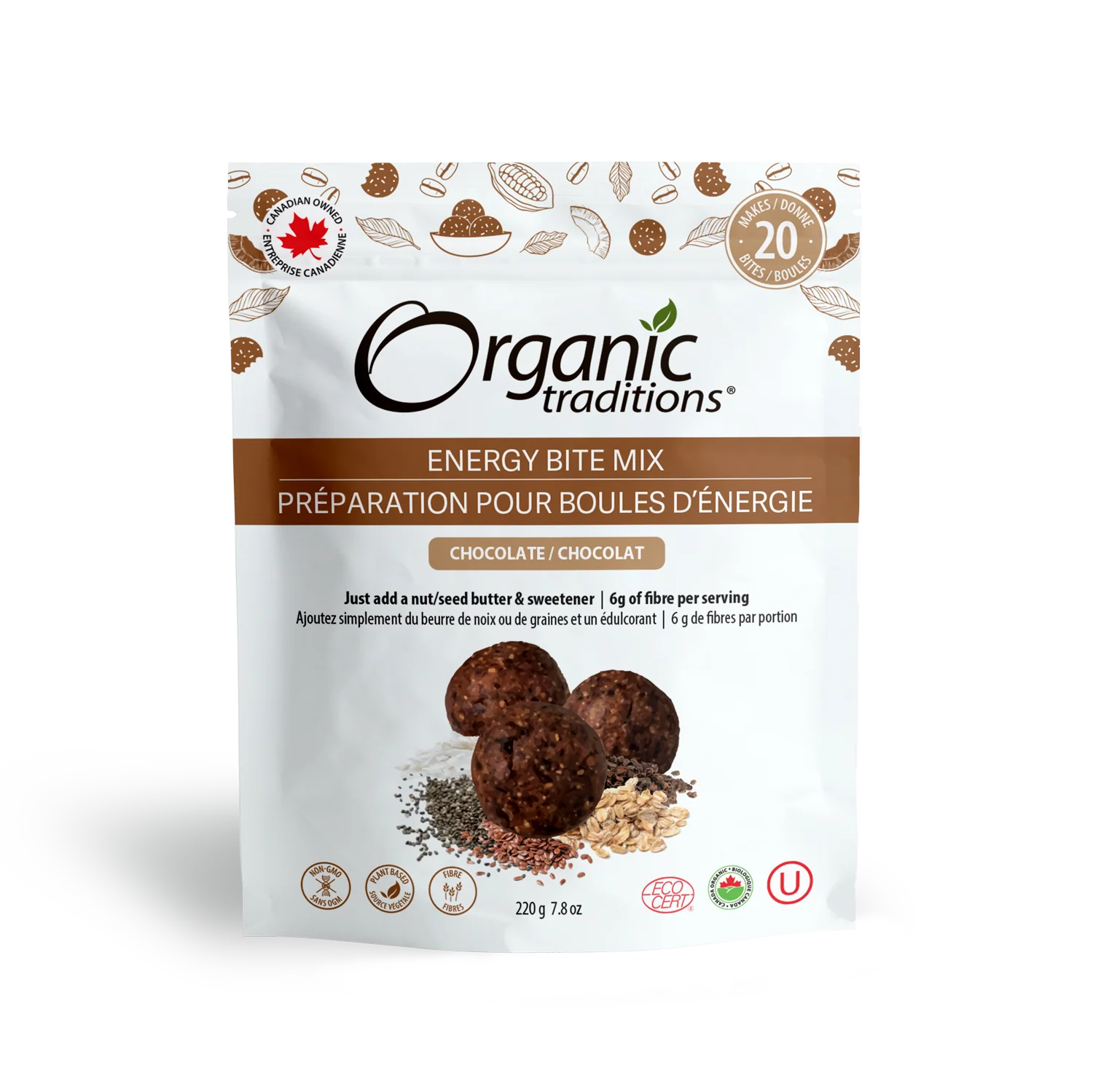Organic Traditions - Organic Chocolate Energy Bite Mix, 220 g