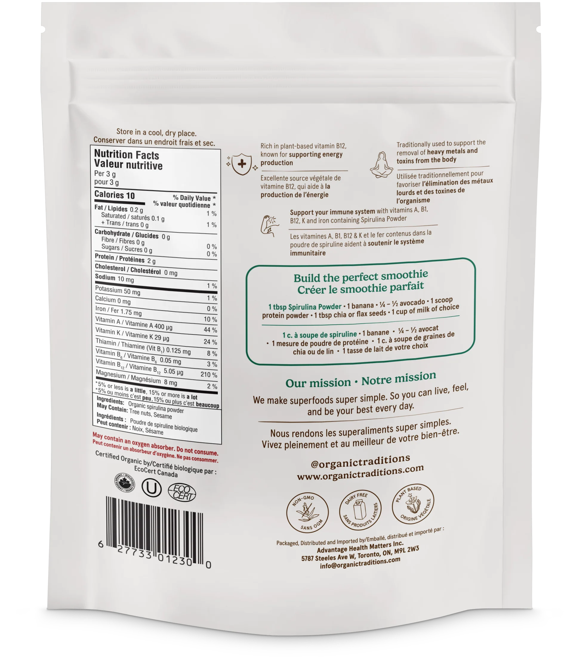 Organic Traditions - Spirulina Powder, 150 g - Image 2