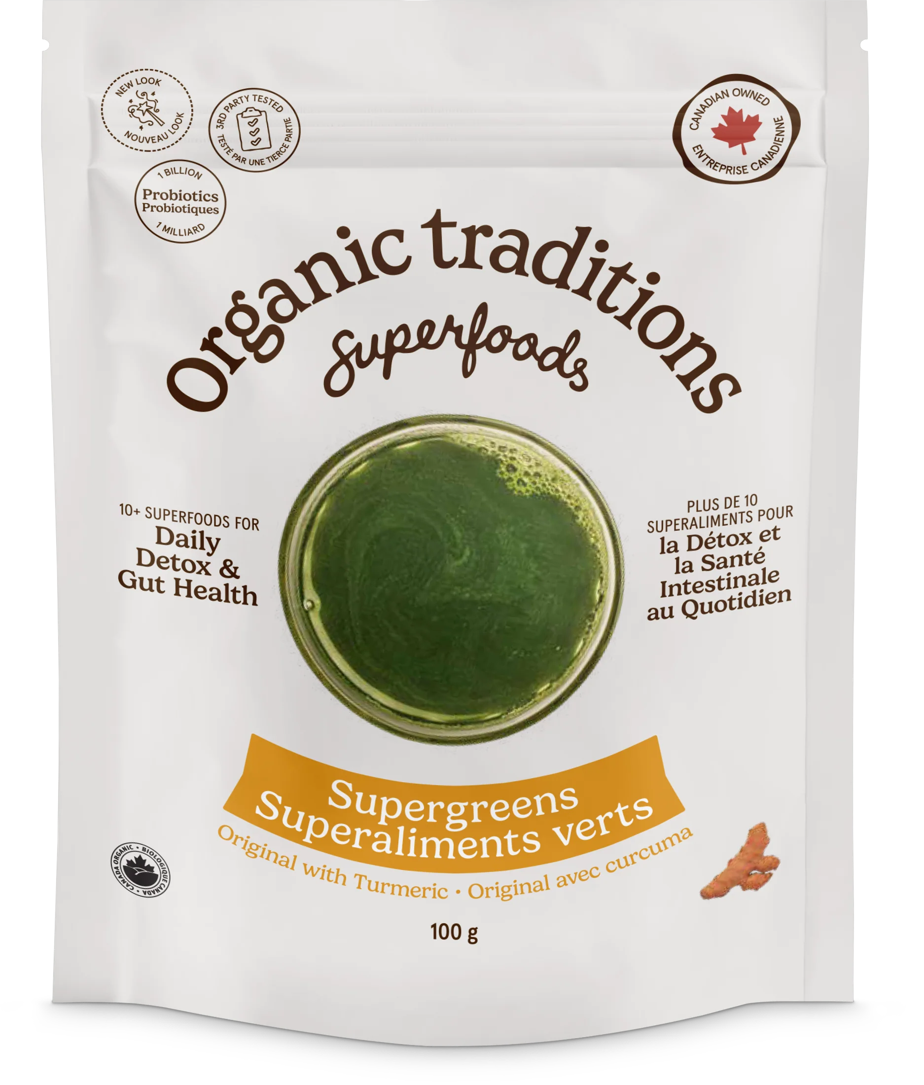 Organic Traditions - Supergreens with Turmeric & Probiotics, 100 g