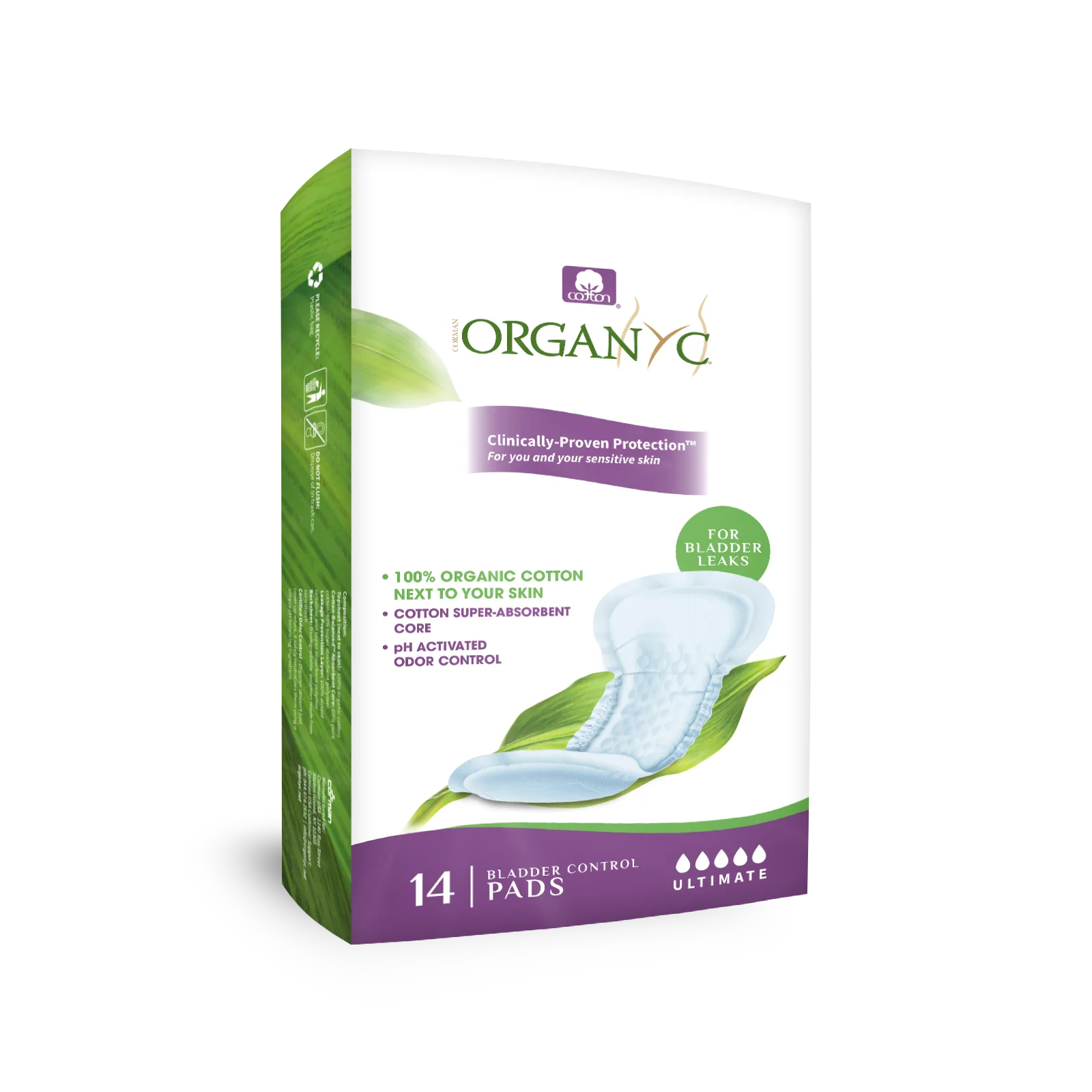 Organyc - Light Incontinence Ultimate Pads, 14 Count