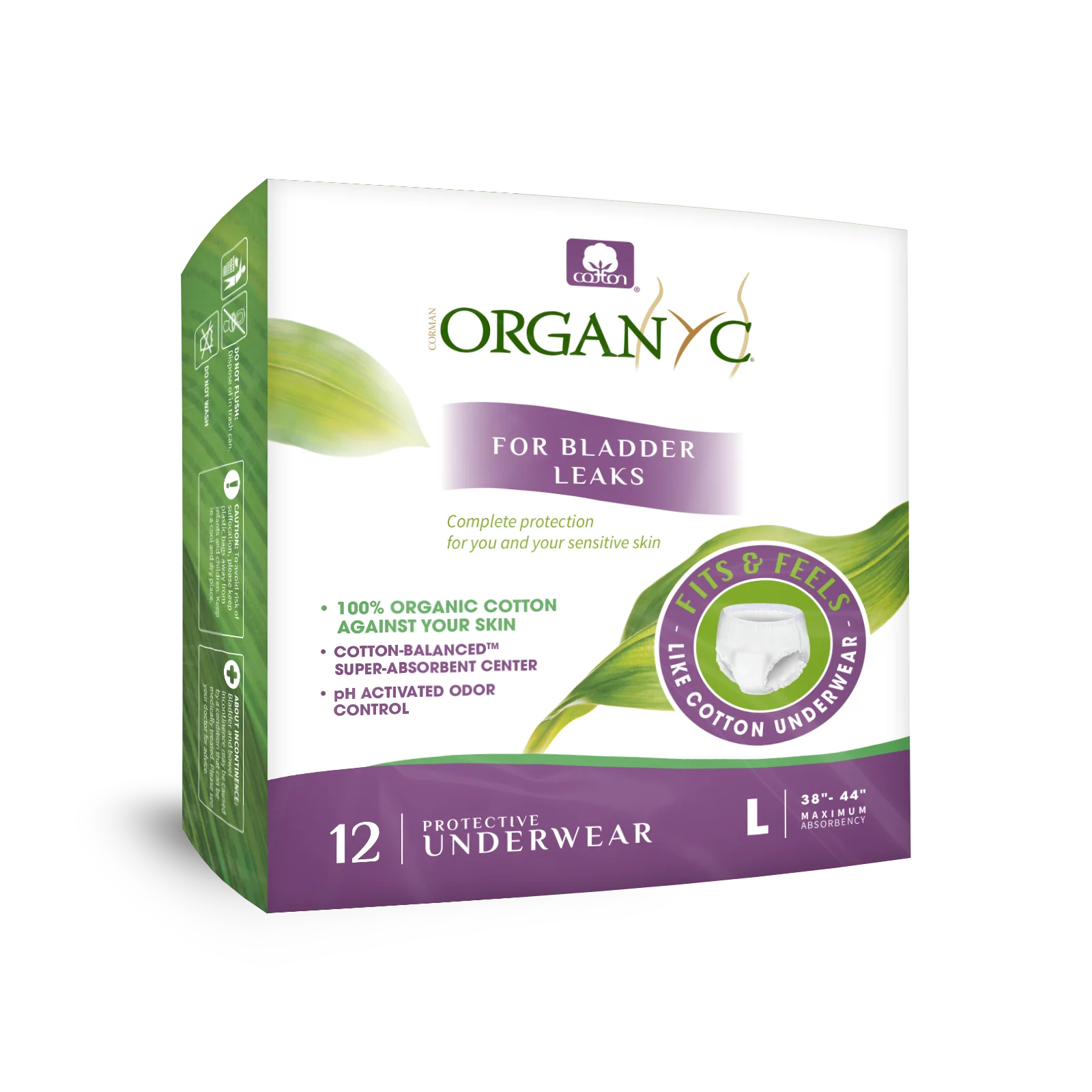 Organyc - Protective Underwear - Large, 12 Count