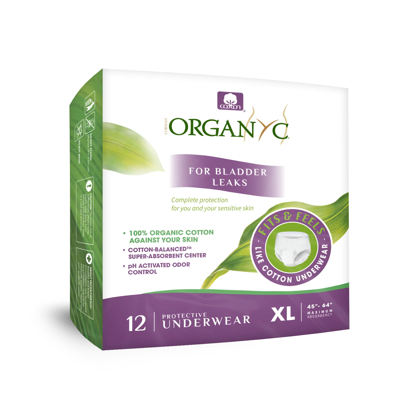 Organyc - Protective Underwear - X Large, 12 Count
