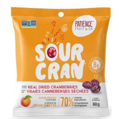 Patience Fruit & Co - Sour Cran Dried Cranberries, Peach 60 g