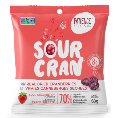 Patience Fruit & Co - Sour Cran Dried Cranberries, Strawberry 60 g