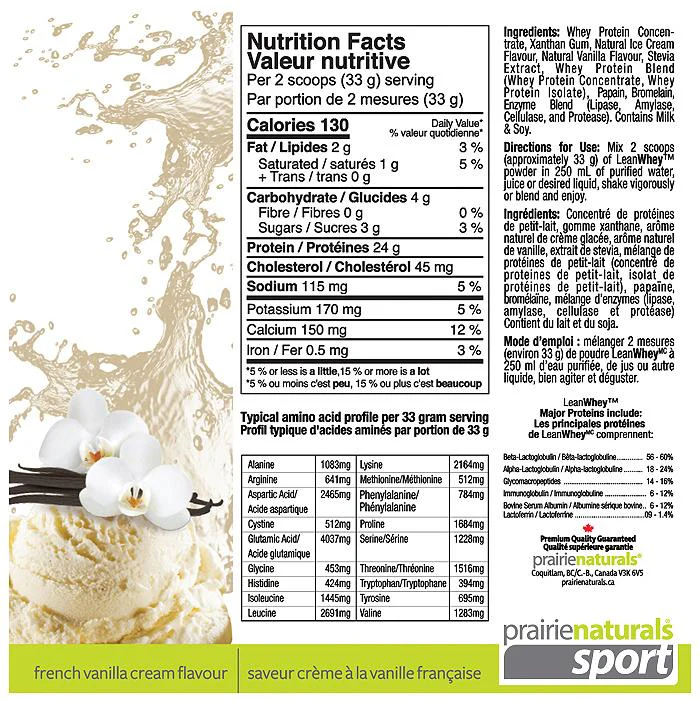 Prairie Naturals - Lean Whey Protein - Vanilla Cream, 454g - Image 2