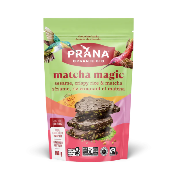 Prana - Matcha Magic 62% Dark Chocolate Bark, 100 g
