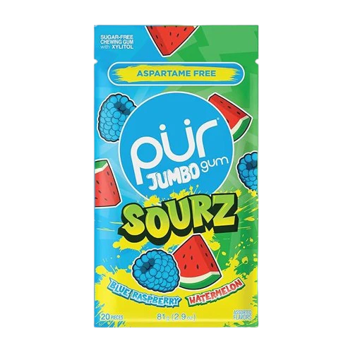 Pur Gum - Jumbo - Blue Raspberry & Watermelon, 81 g