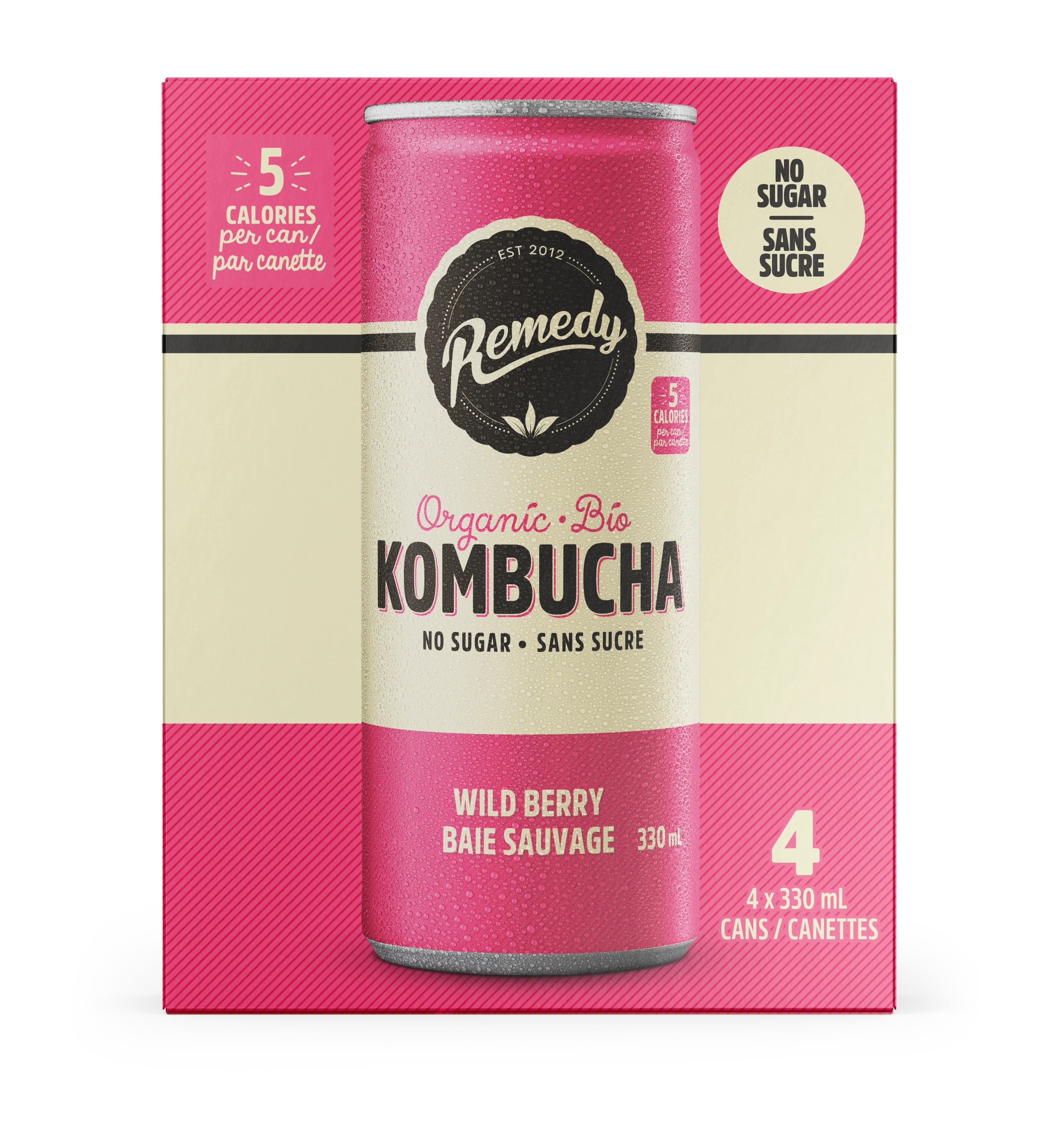 Remedy Drinks - Organic Wild Berry Kombucha, 4x355 mL