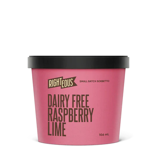 Righteous - Dairy Free Raspberry Lime Sorbetto, 106ml