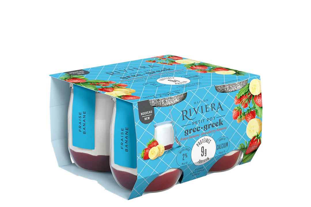 Riviera - Greek Petit Pot - Strawberry Banana, 4x120 g