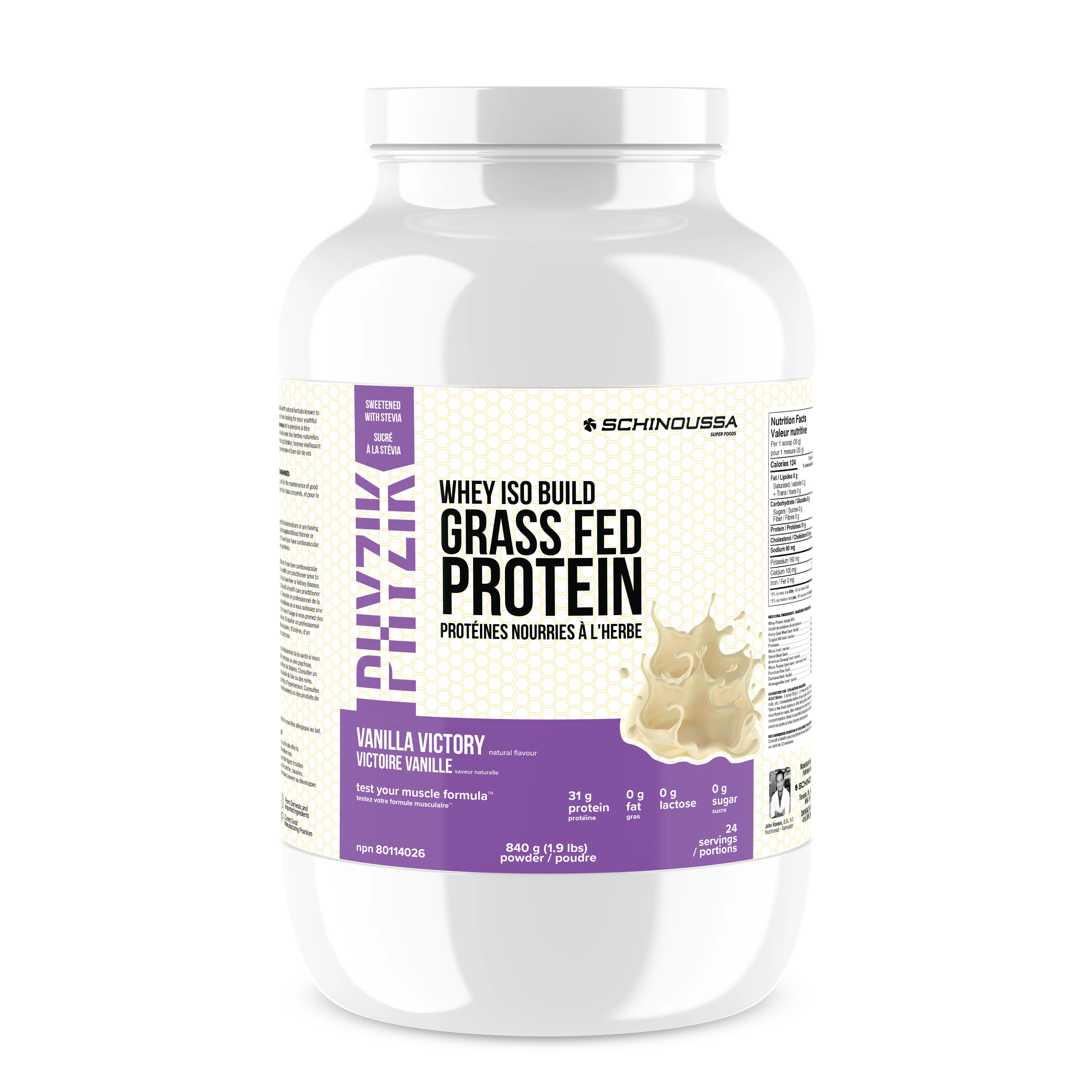 Schinoussa - Grass Fed Whey Iso Build Vanilla, 840 g