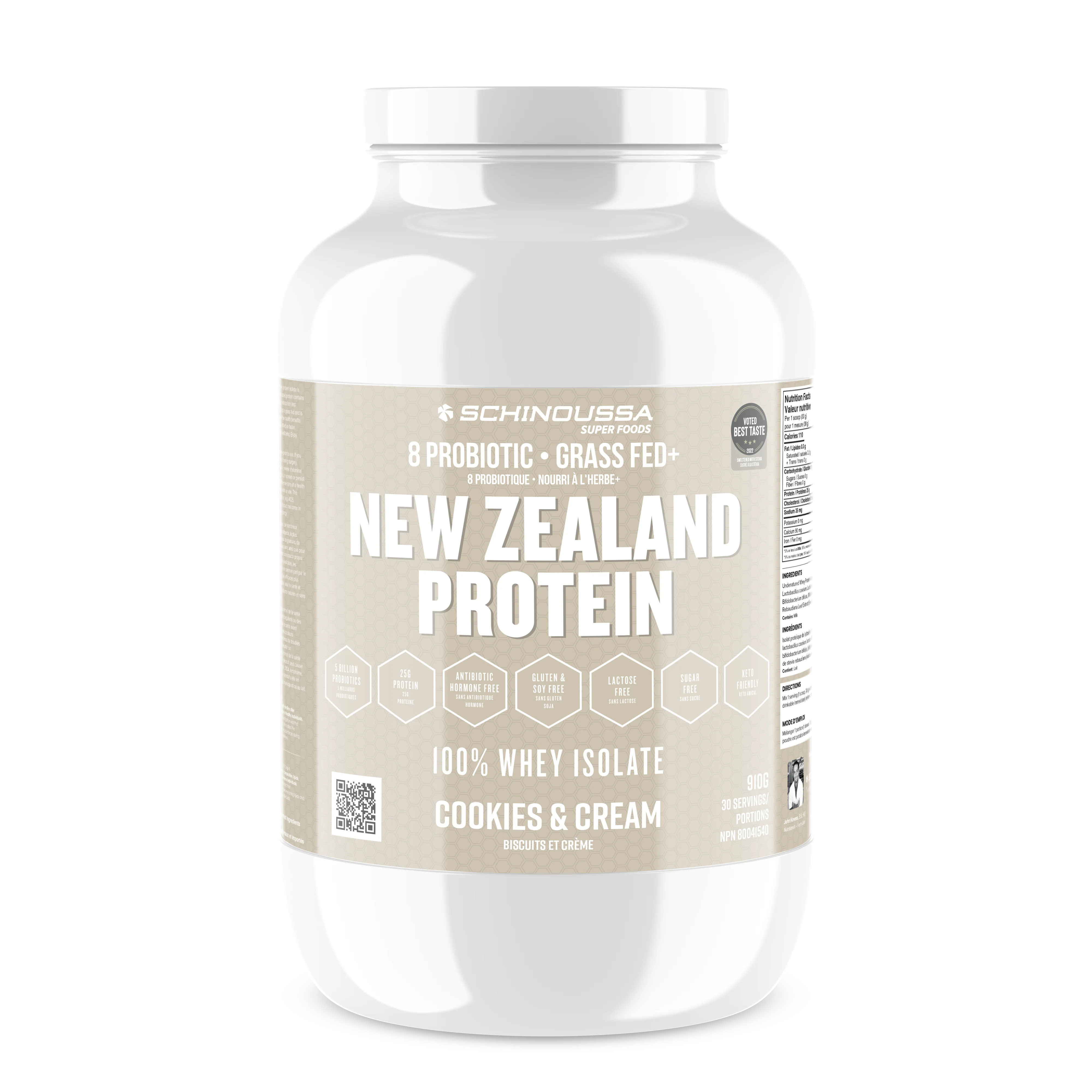 Schinoussa - New Zealand Probiotic Whey Iso Cookies & Cream, 910 g