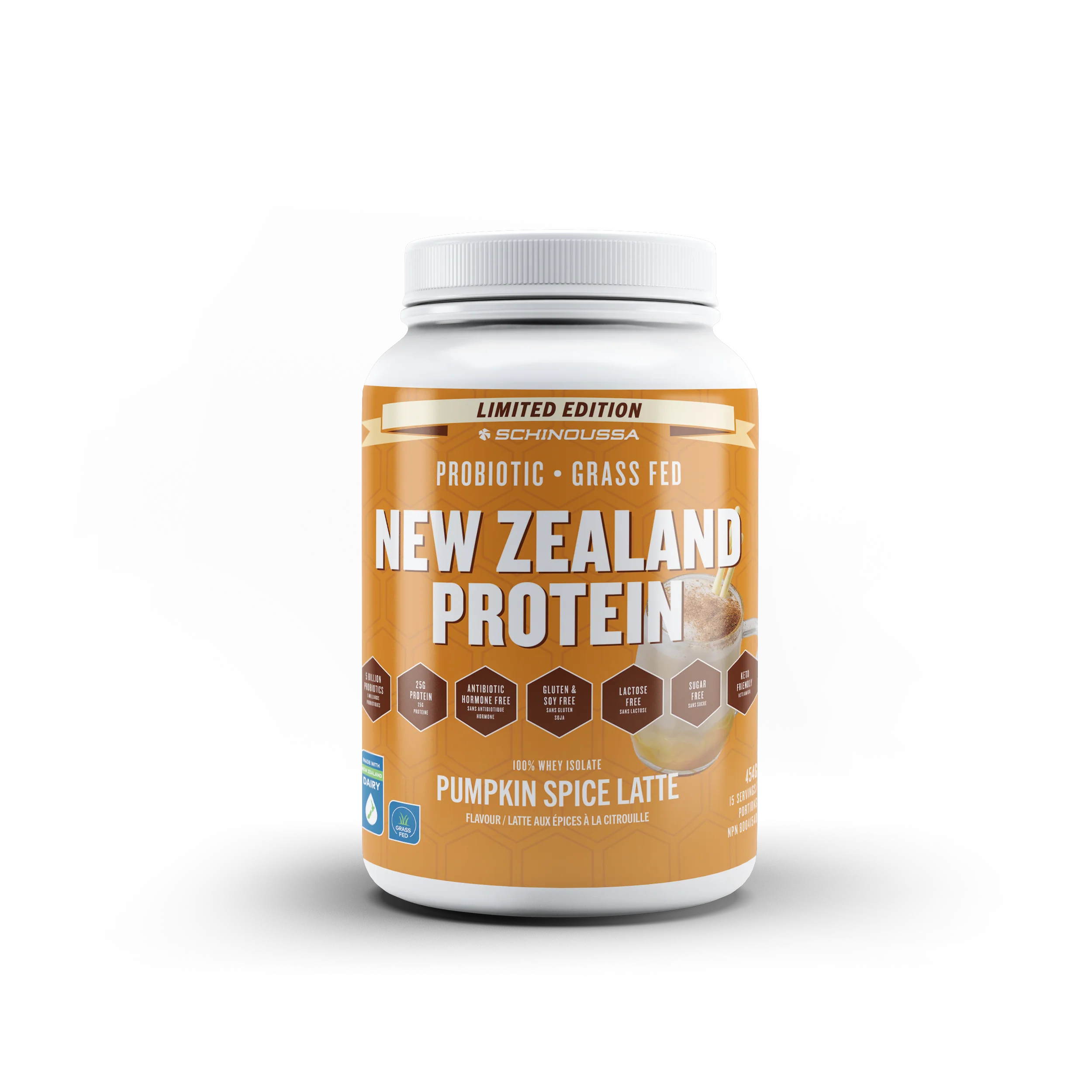 Schinoussa - New Zealand Probiotic Whey Iso Pumpkin Latte, 454 g