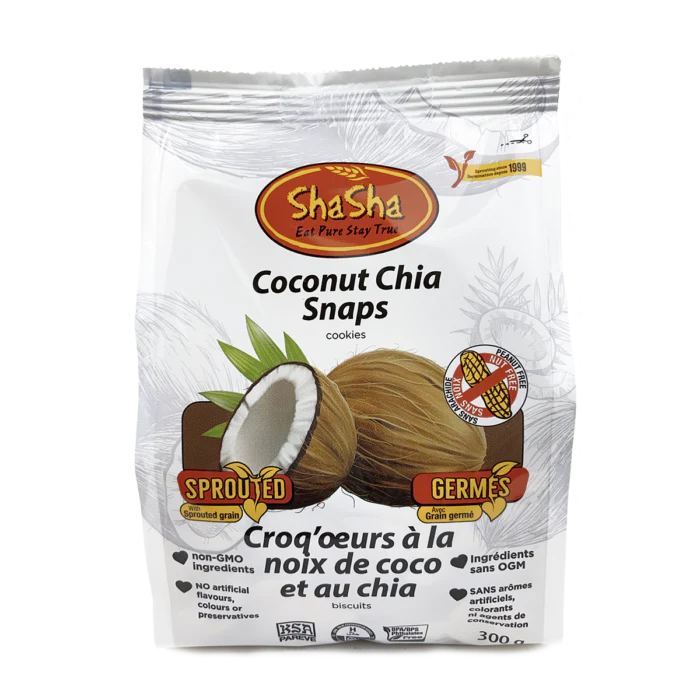 ShaSha Bread Co - Coconut Chia Snap Cookies, 300 g