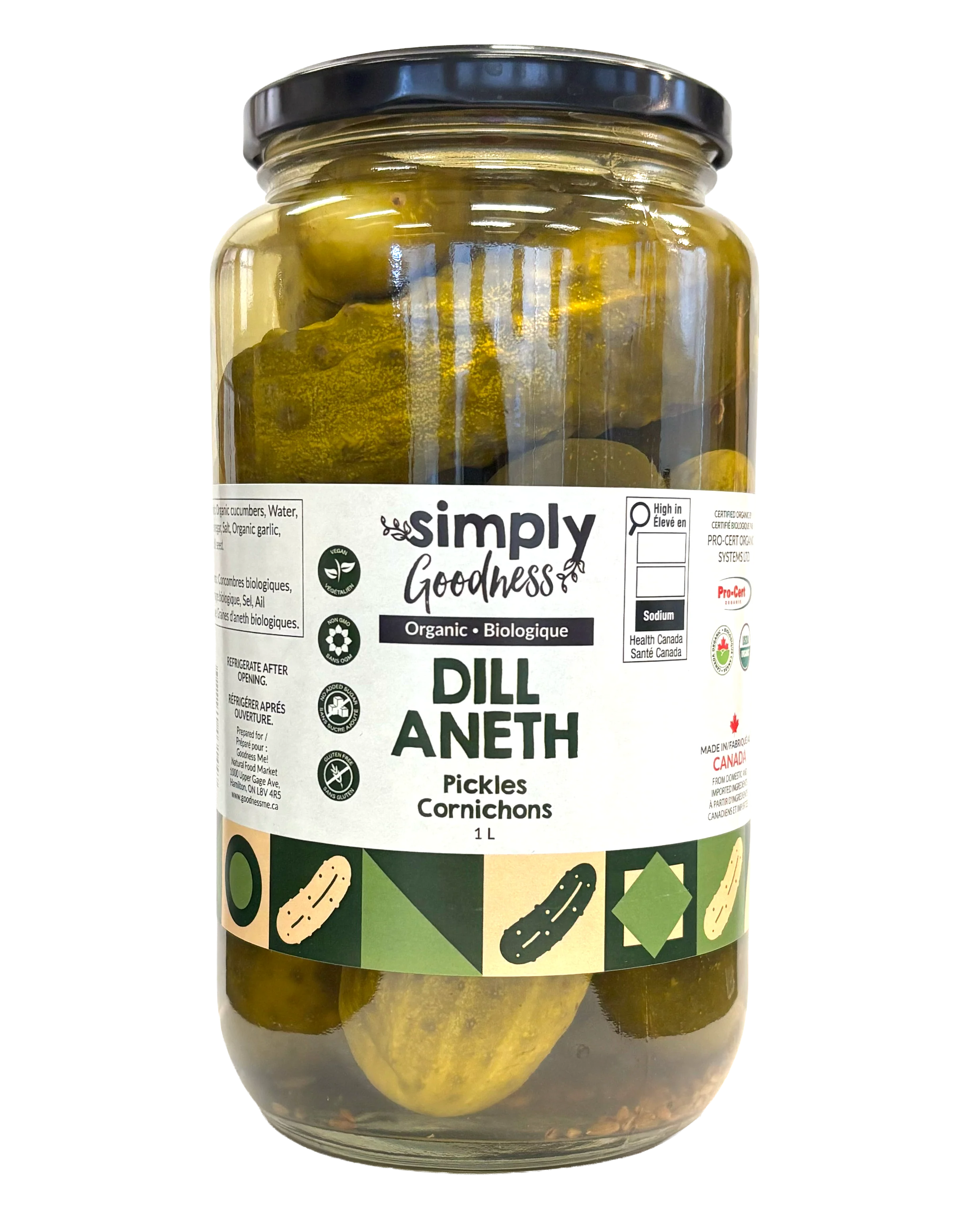 Simply Goodness - Organic Dill Pickles, 1 L