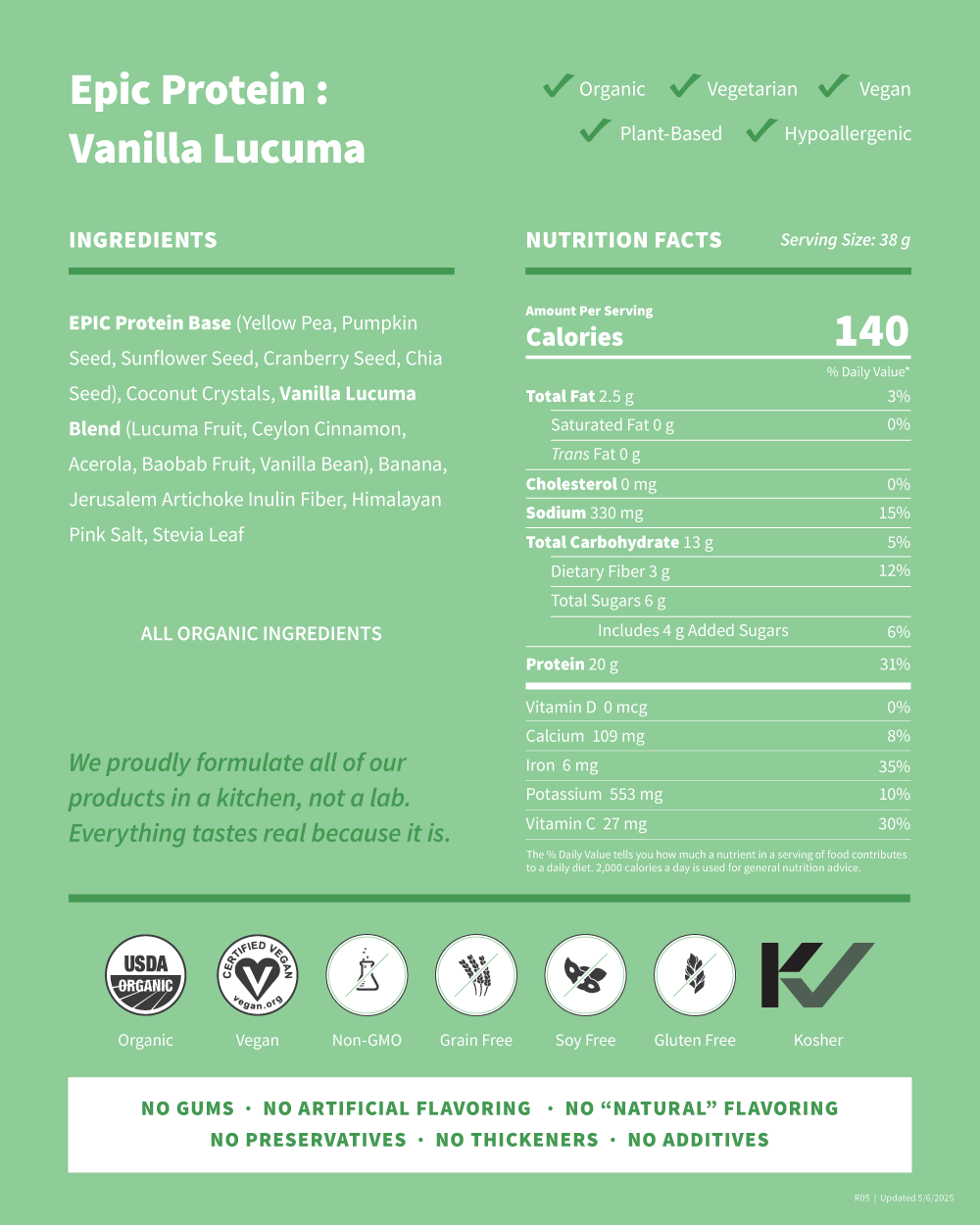 Sprout Living - Epic Protein - Vanilla Lucuma, 38 g - Image 2