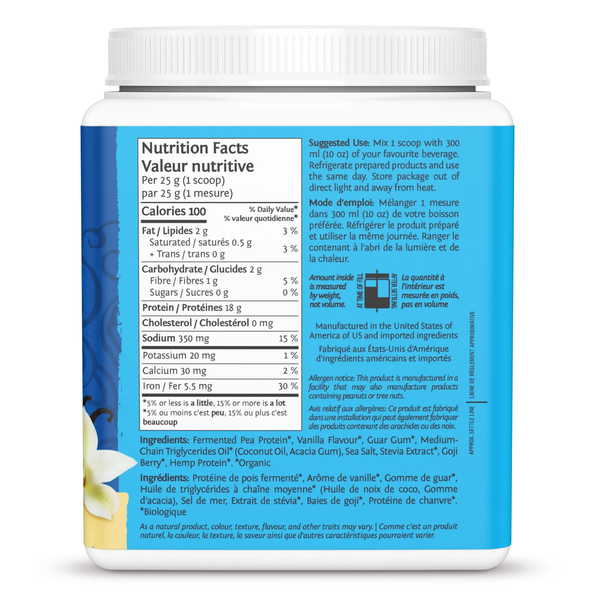 Sun Warrior - Warrior Blend Protein Vanilla, 375 g - Image 3
