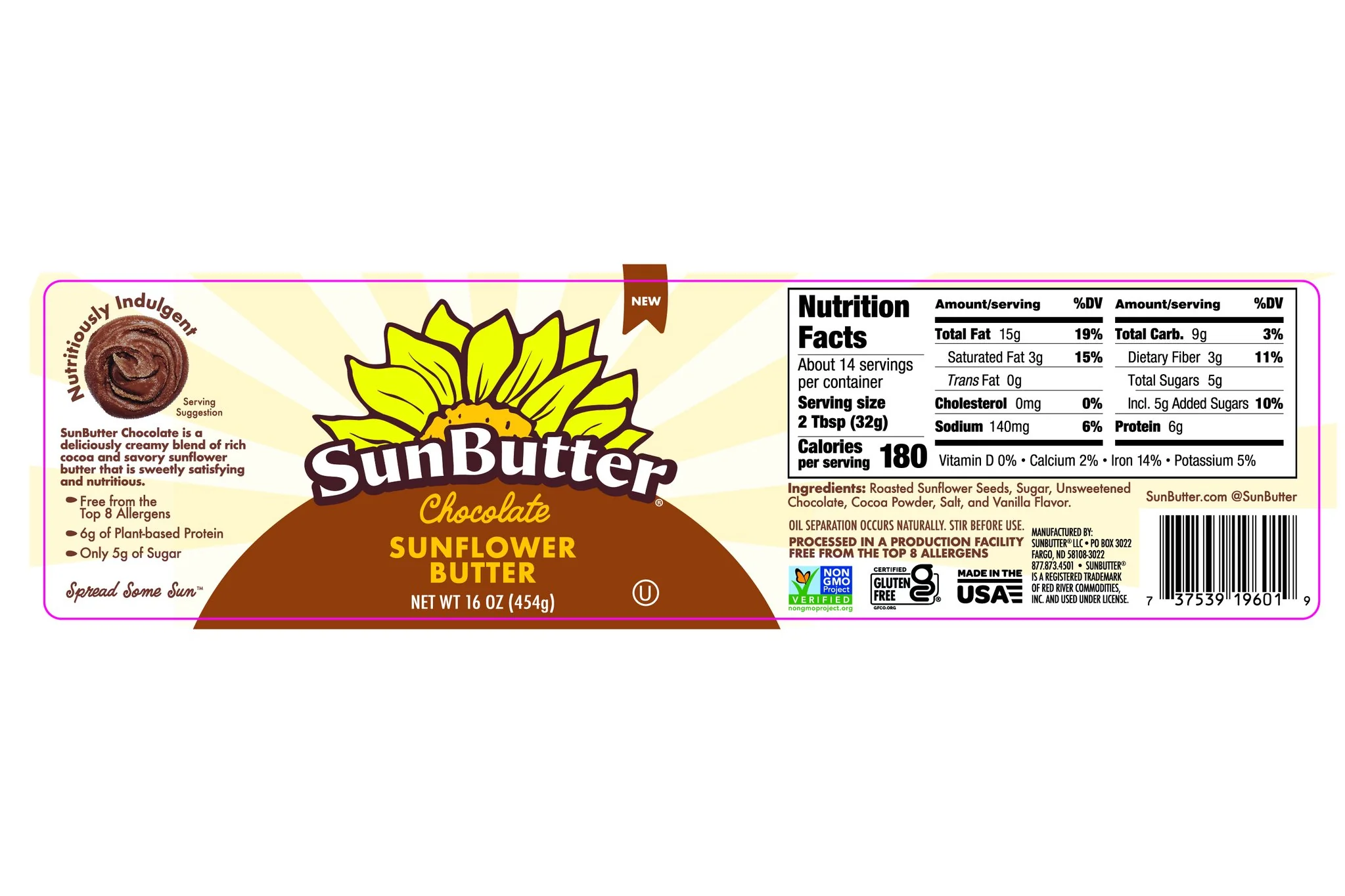 Sunbutter - Chocolate Sunflower Seed Spread, 454 g - Image 2