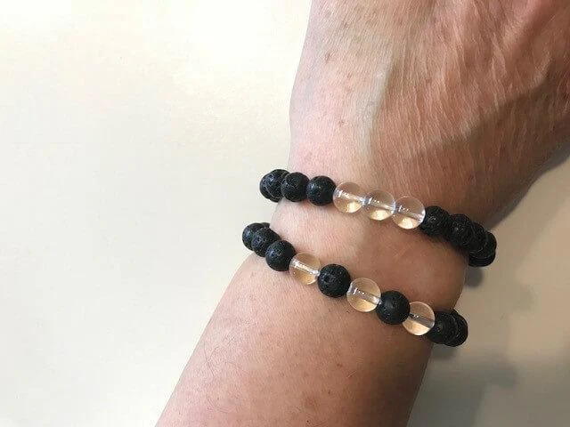 The Nirvana Corporation - Lava Bead Bracelet, Clear Quartz, Small