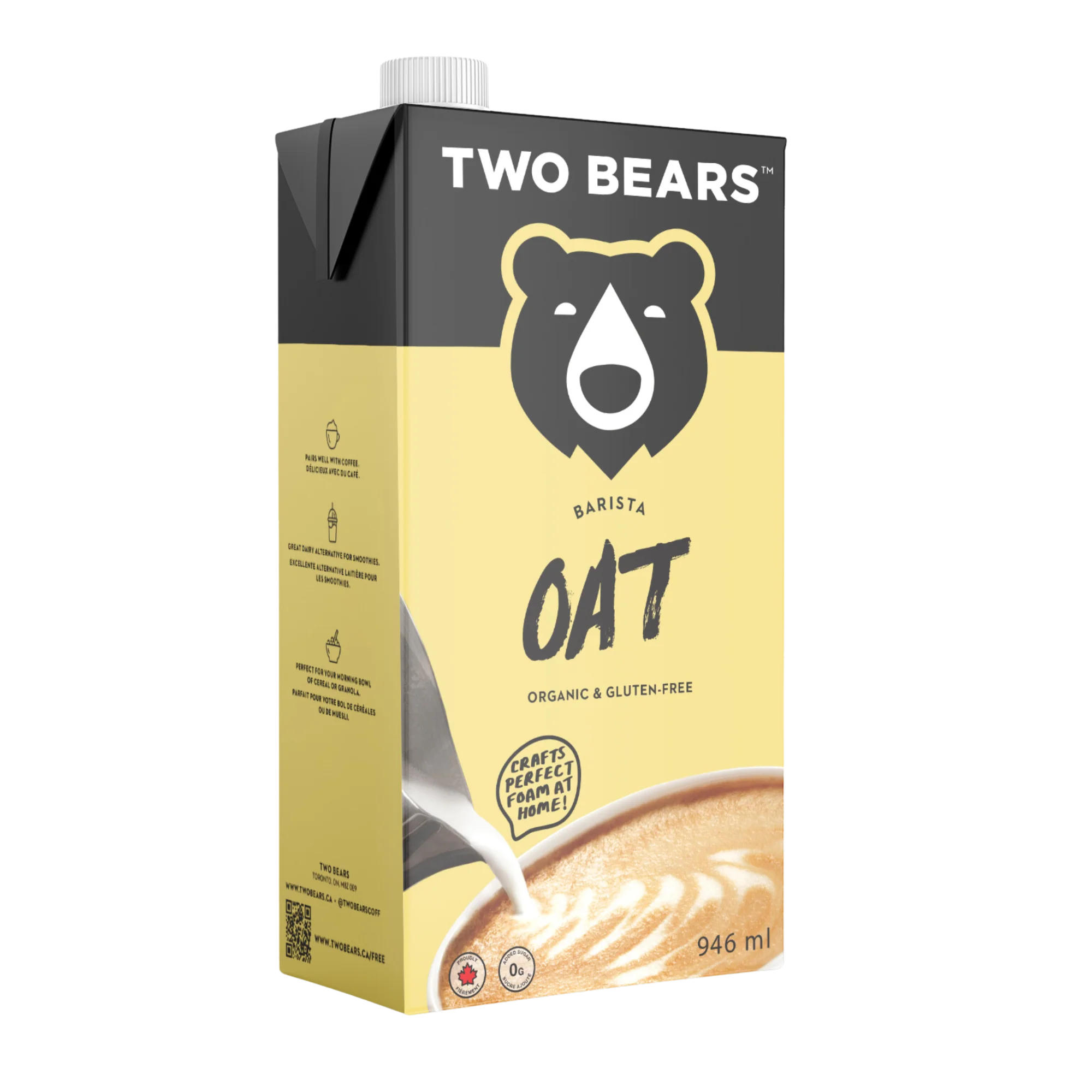 Two Bears - Barista Oat Milk - Unsweetened, 946 mL