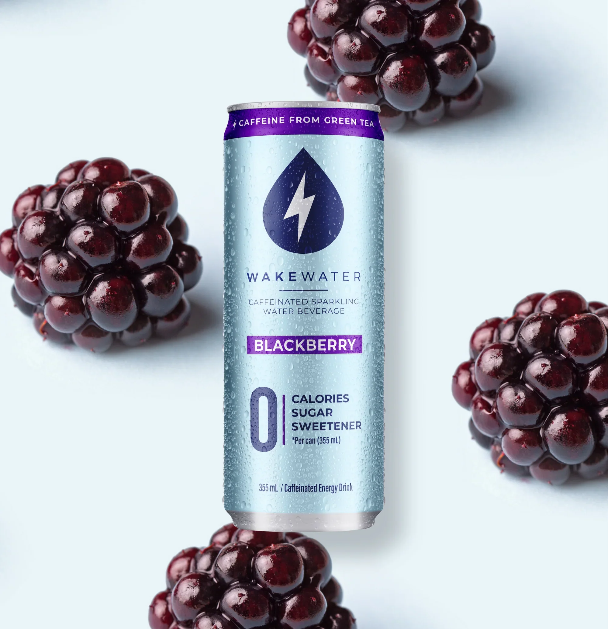 Wakewater - Caffeinated Sparkling Water - Blackberry, 355 mL - Image 2