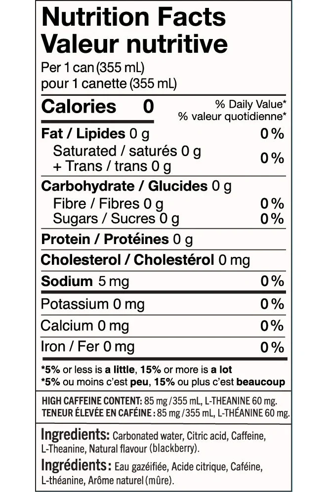 Wakewater - Caffeinated Sparkling Water - Blackberry, 355 mL - Image 3