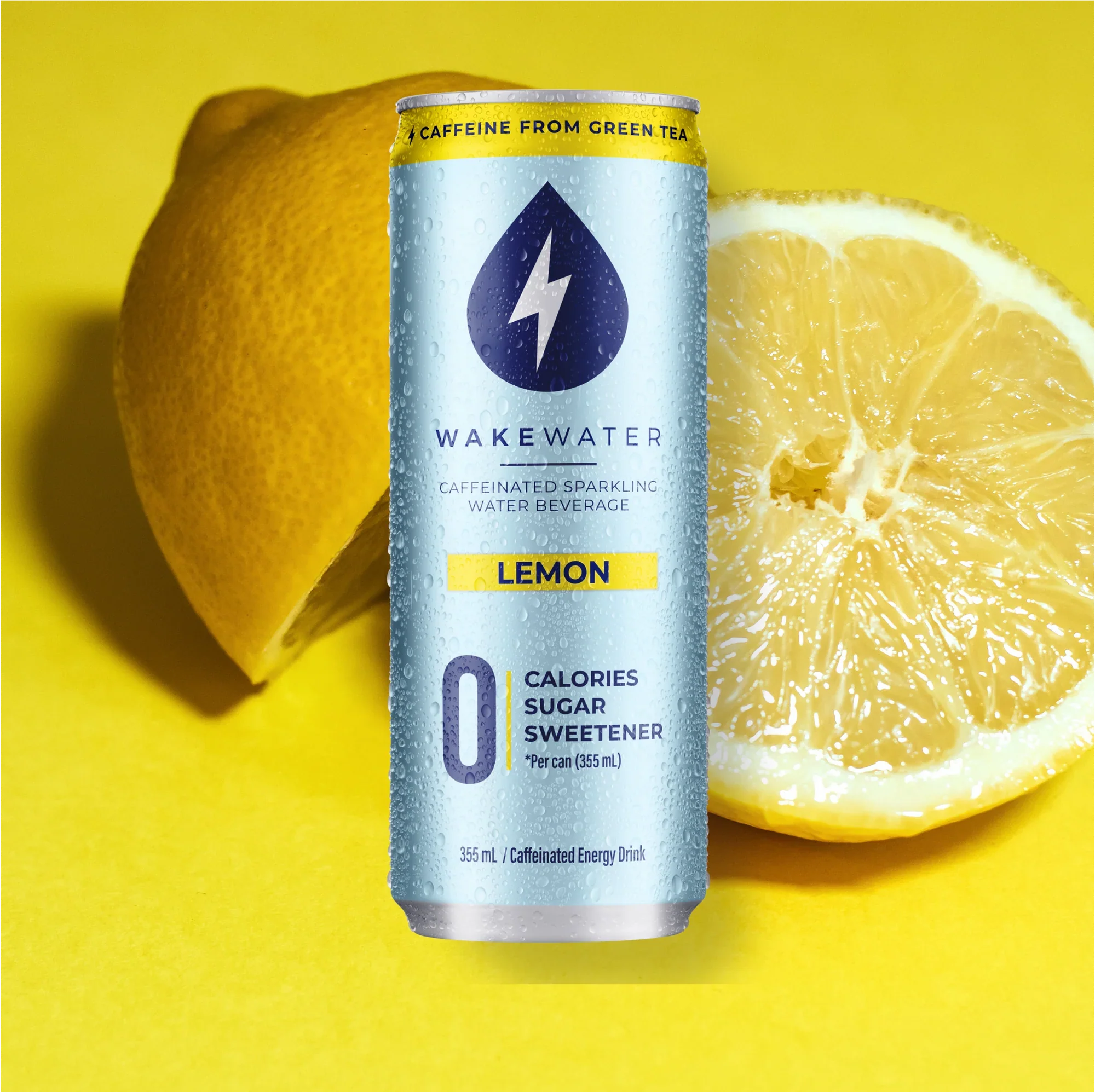 Wakewater - Caffeinated Sparkling Water - Lemon, 355 mL - Image 2