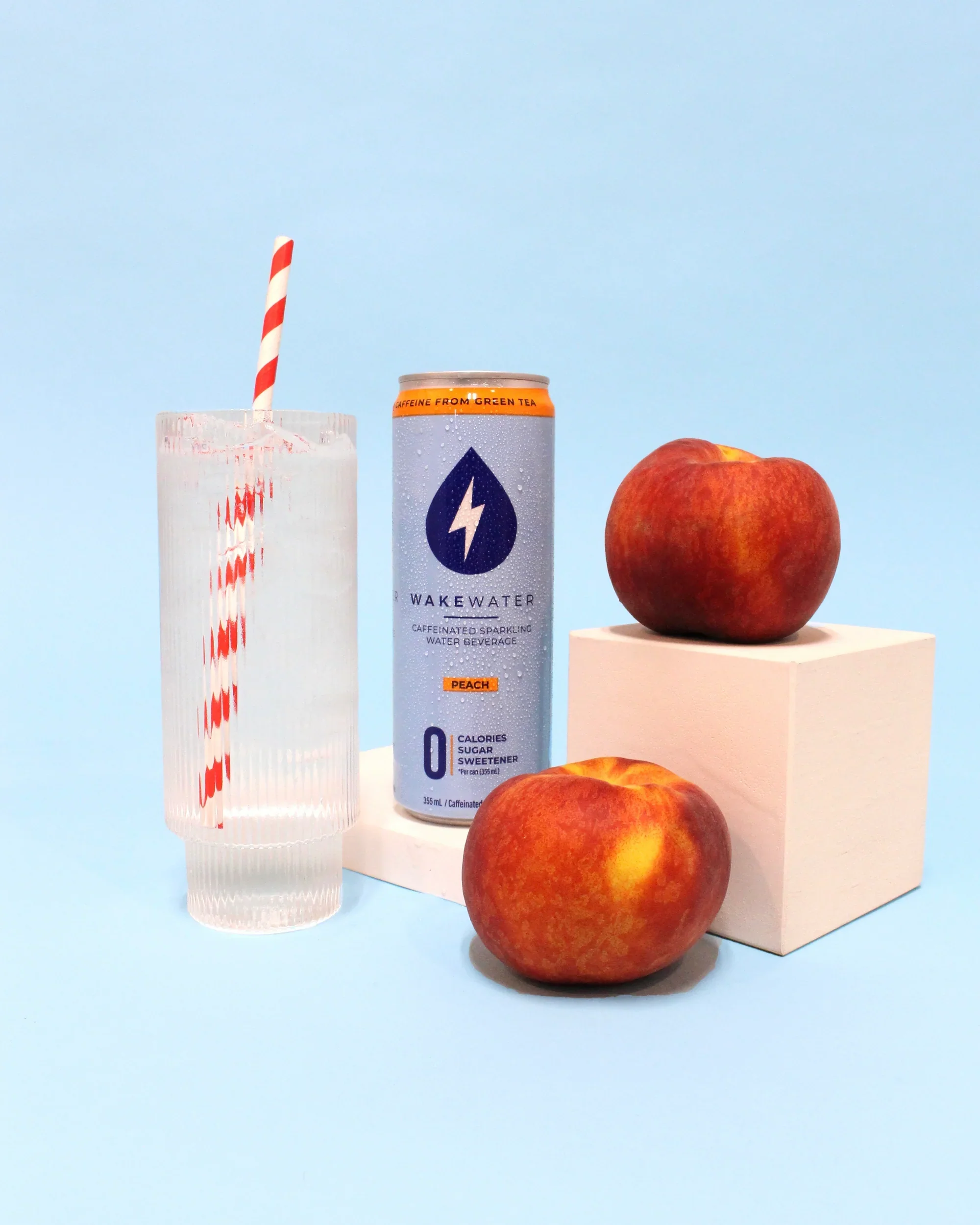 Wakewater -  Caffeinated Sparkling Water - Peach, 355 mL - Image 2
