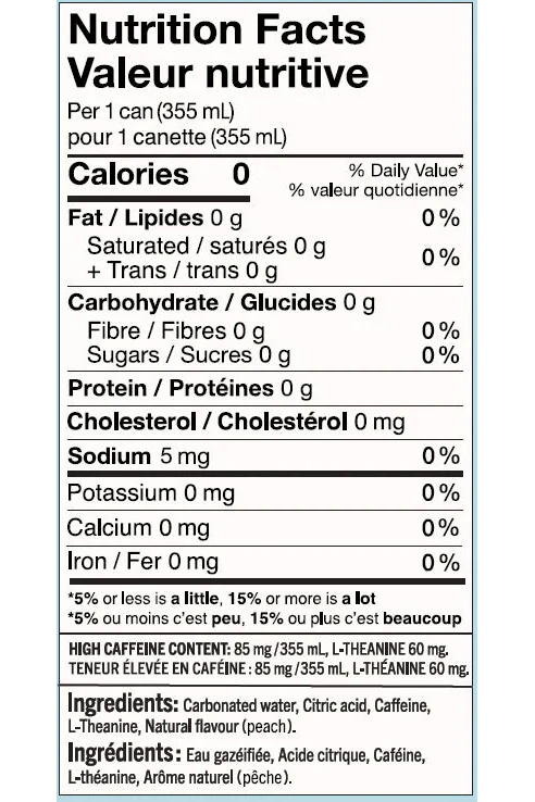 Wakewater -  Caffeinated Sparkling Water - Peach, 355 mL - Image 3