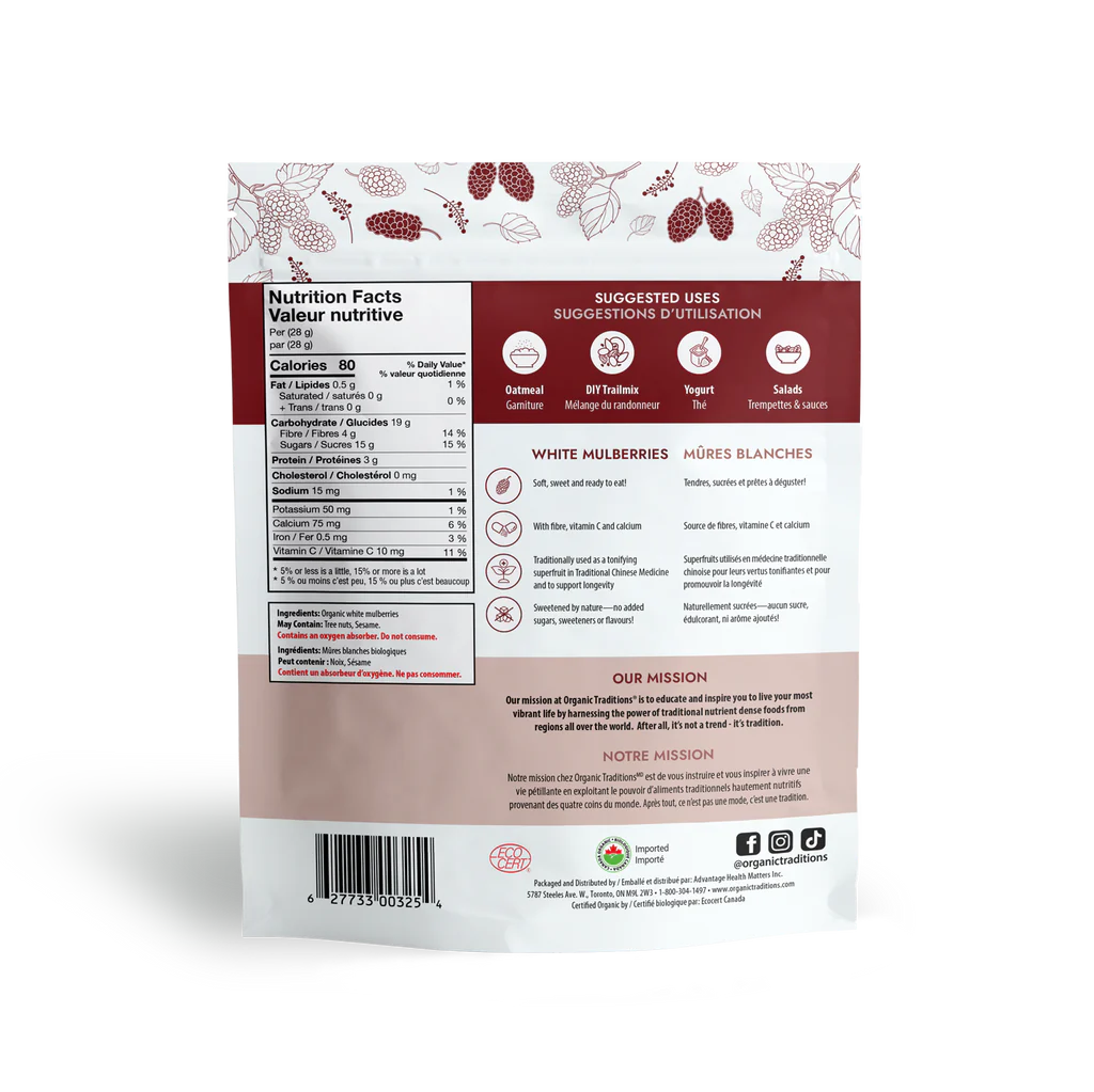 Organic Traditions - White Dried Mulberries, 227 g - Image 3