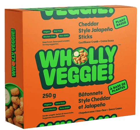 Wholly Veggie - Plant Based Chedd Jalap Sticks, 250 g