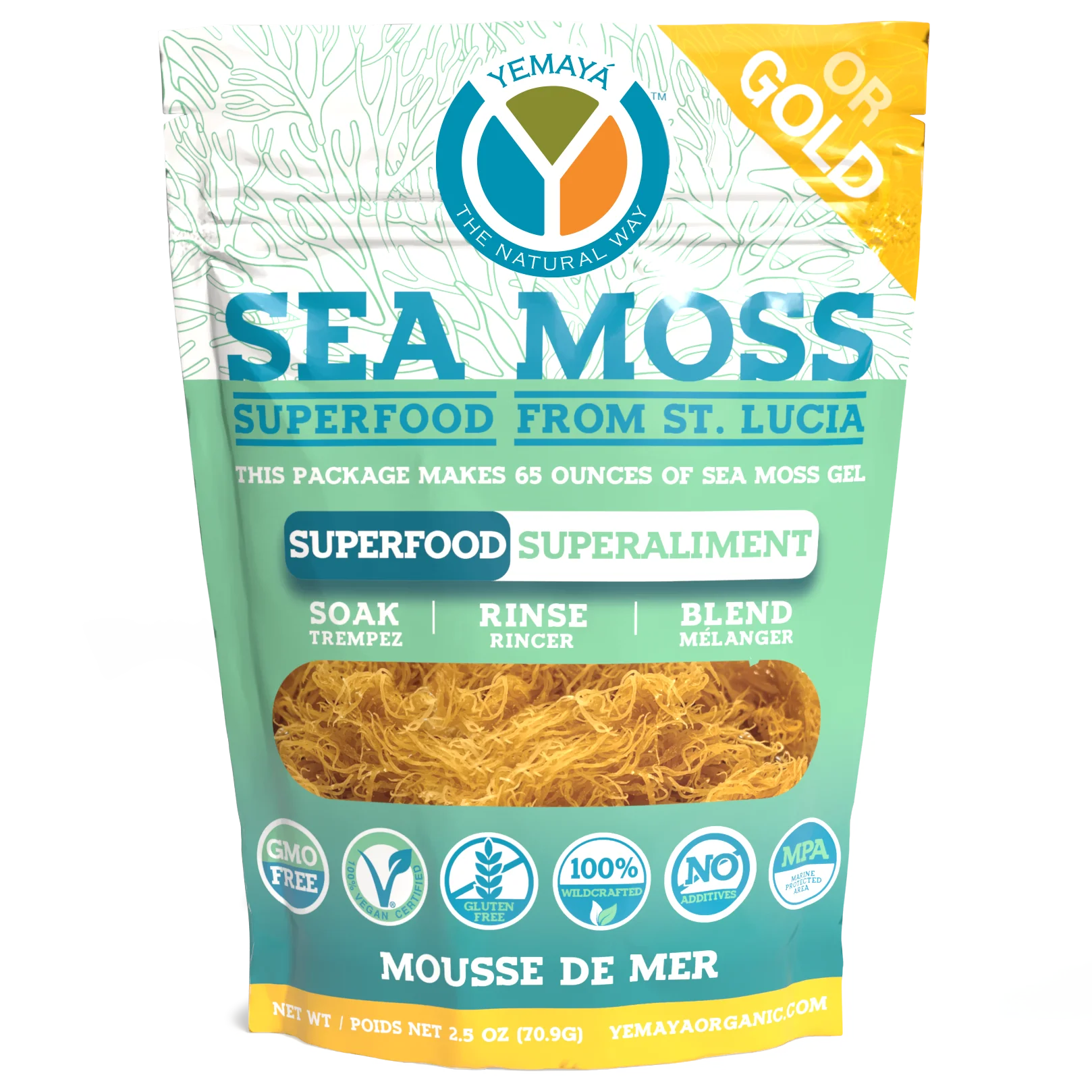 Yemaya - Raw Sea Moss - Gold, 71 g